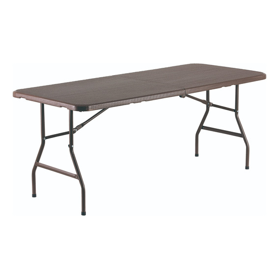 Mesa Plástica Plegable Con Patas Metal 1,80 Mts - Marrón