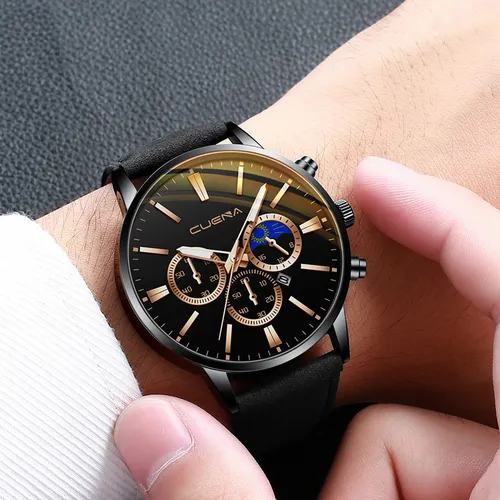Reloj Cuena Social Leather para hombre correa resistente al agua