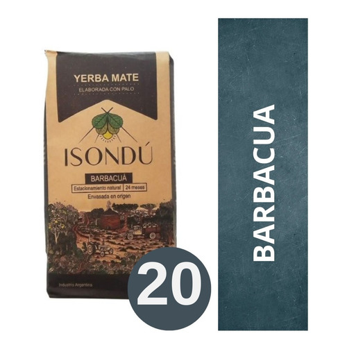 Yerba Mate Isondú Secanza Barbacuá 20 X 500 Gr - 24 Meses