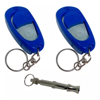 Dog Clicker Para Cachorro Adestramento E Apito Pet Adestrado Cor Azul