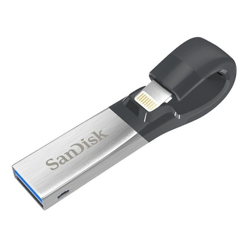 Memoria USB SanDisk iXpand 64GB 3.0 negro y plateado