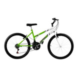 Bicicleta  de passeio Ultra Bikes Bike Aro 24 bicolor 18 marchas freios v-brakes cor verde-kawasaki/branco