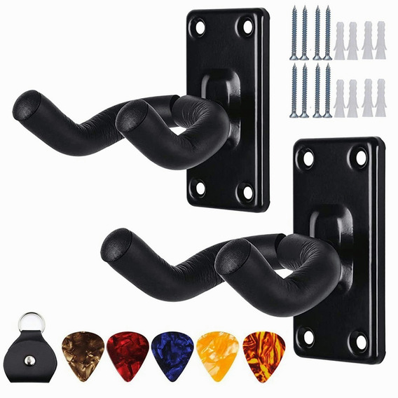 2 Piezas Soporte Para Guitarra Colgador De Pared + 5 Púas