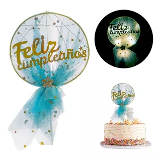 Cake Topper Con Luz Feliz Cumpleaños Decoración Pastel E32