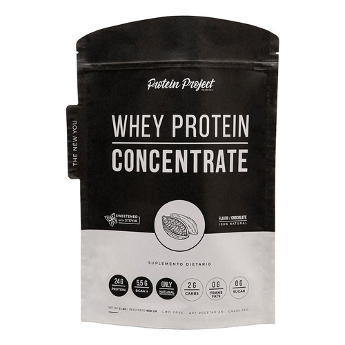 Natural Whey Protein Project Concentrate 2lb 908grs Stevia Sabor Chocolate