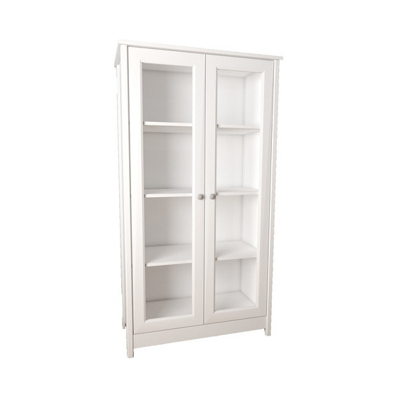 Mueble Vitrina 80cm En Mdp 2 Puertas Blanco