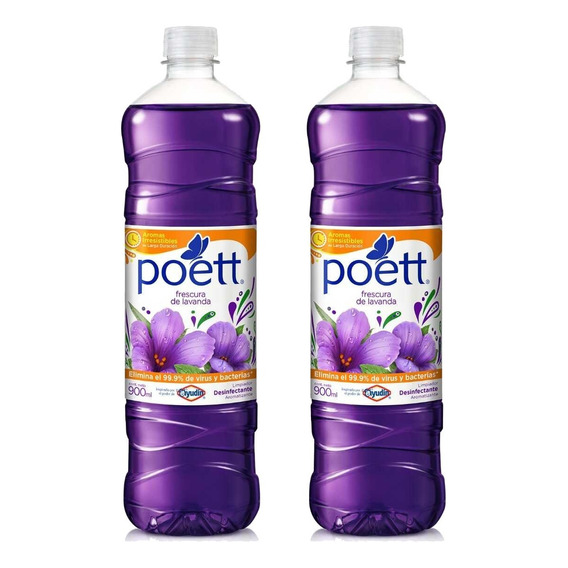 Limpia Pisos Desinfectante Lavanda Poett 900ml Pack 2u