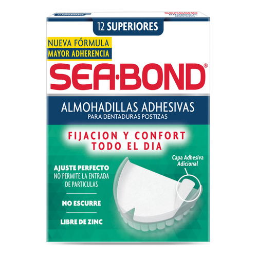 Sea Bond Superior almohadillas adhesivas dentaduras superiores 12 piezas