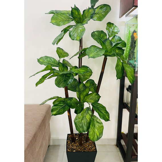 Arbol Artificial Hoja Pandurata 1.50mts De Alto, Con Maceta