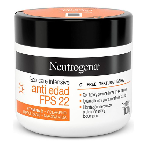 Hidratante Facial Neutrogena Face Care Fps 22 100 Gr Momento de aplicación Día Tipo de piel Todo tipo