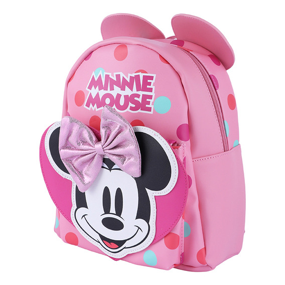 Miniso Mochila Disney Minnie Mouse Sintética Rosa 28x24x12 C