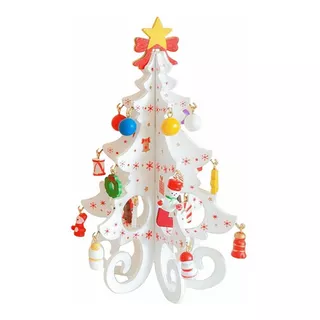 Árboles De Navidad De Madera, Decoración Navideña Para Niños Color Blanco