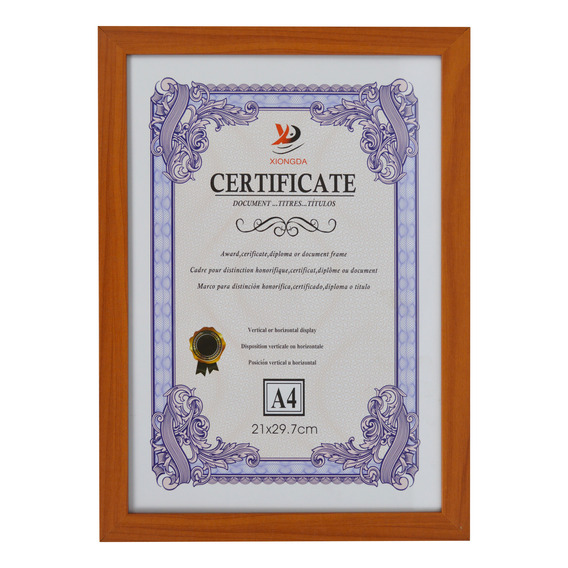 Marco Para Certificado Diploma Título Vidrio A4 21x29.7cm