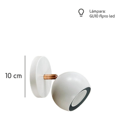 Aplique 1 Luz Mini Mun Blanco Con Cobre Apto Gu10 Deco Lmp