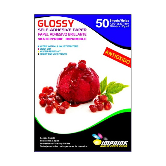 Papel  Adhesivo Glossy A4/135g/50 Hojas ..envio Gratis X 6un