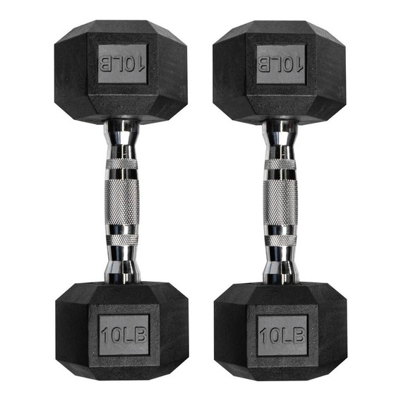 2 Mancuernas Hexagonales De Caucho 4.5 Kg 10 Lb Gimnasio