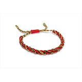 Pulsera Hilo Chino Mixto Y Hilo Rojo Nudo Espiral B232