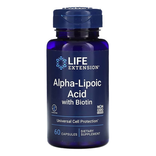 Life Extension, Ácido Alfa-lipoico Con Biotina, 60 Caps Sfn Sabor Sin sabor