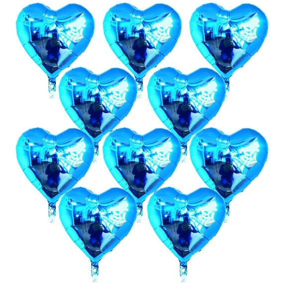 Set Pack Globos Corazones Metalizados 22cm X 10 Un.