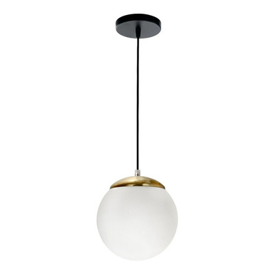Colgante 1 Luz Globo 15cm Dorado Vidrio Opal Apto Led E27