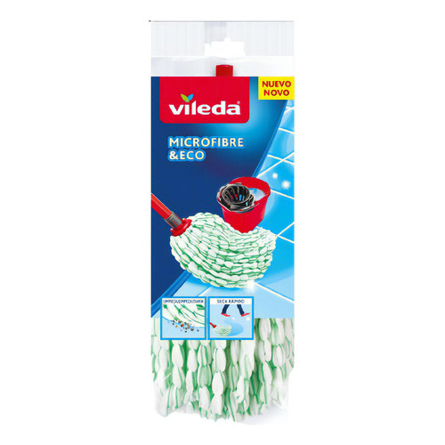 Repuesto Eco Mop Vileda Mop Microfibra Reutilizable Lavable Color Verde