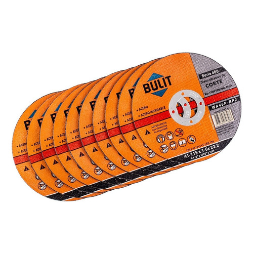 10 Discos De Corte Bulit Amoladora S400 115 1.6 4.5 Pulgadas