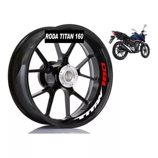 Adesivo Premium Interno Roda Moto Honda Titan 160 17 18 2019 Cor Branco Com Vermelho