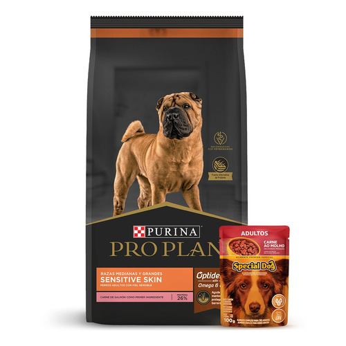 Comida Para Perro Pro Plan Sensitive Skin Dog Media Grnd 3kg