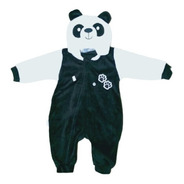 Macacão Bebê Panda Plush Zíper Menina Menino