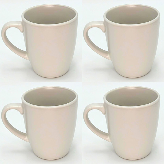 Taza Mug 380ml Blanco 4 Unidades Cerámica Goldsky