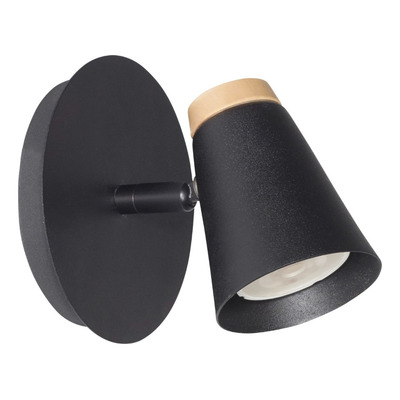 Aplique 4 Luces Eleanor Negro Con Madera Barral Apto Led Mks