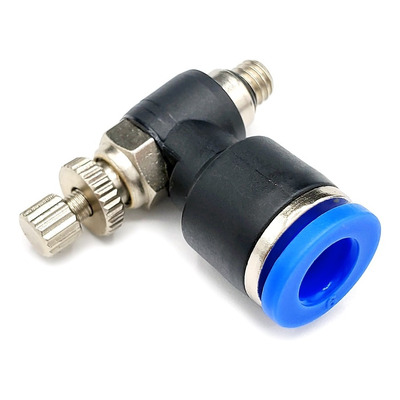 Conector / Regulador De Caudal Neumático Codo Rosca M5 X 6mm