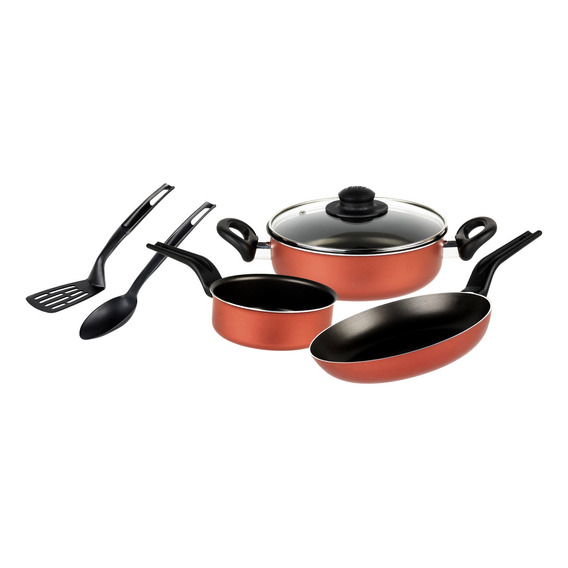 Juego Set De Cocina Ollas Sarten 6 Piezas Aluminio Ekco Color Rojo