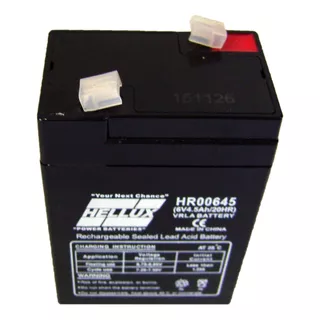 Bateria De Moto Hellux Gel Hr00645 6v  Luz Emergencia Alarma