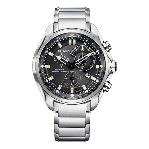 Reloj Cronógrafo Citizen Eco-drive Sport P/ Hombre Bl560053e Color de la correa Plateado Color del bisel Plateado Color del fondo Negro