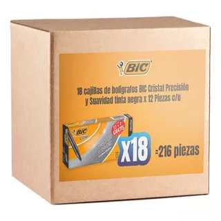 Bic Cristal Punto Ultrafino Negro 18 Packs 216 Bolígrafos