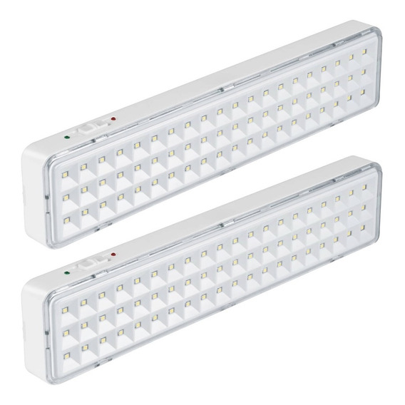 Kit De 2 Lámpara De Emergencia Recargable 300 Lm, 60 Led Color Blanco