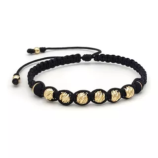 Pulsera Tejida Neopreno Oro Laminado 18k Diamantado