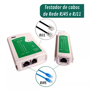 Testador De Cabos De Rede Lan Rj45 Rj11 Com Led Removível