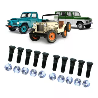 20 Parafuso Prisioneiros Roda Jeep Willys Rural Pick Up F75