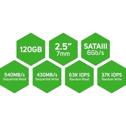 Hd Ssd 120 GB Wd Sata 3 6 Gb/s 10x + Rápido 540 MB/s 2,5 pulgadas