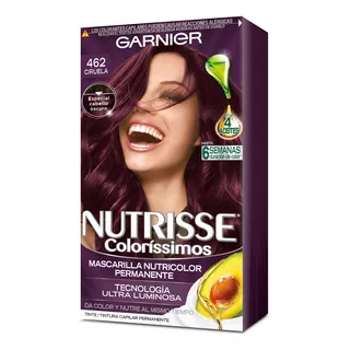 Kit Tinta Garnier  Nutrisse Coloríssimos Mascarilla Nutricolor Permanente Tono 462 Ciruela Para Cabello