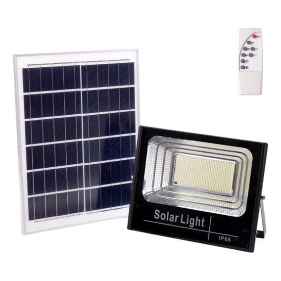 Foco Reflector Solar Led 100w + Panel Solar Jardin Exterior 