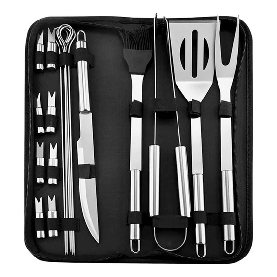 Set Estuche Kit Accesorios Y Utensilios Para Bbq Carne Asada