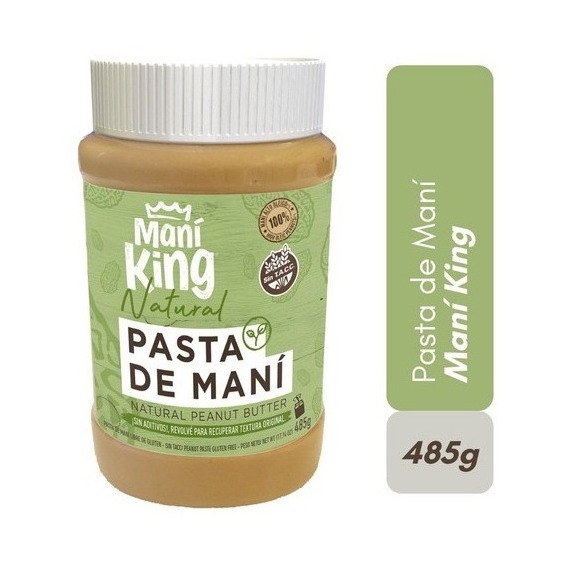 Mantequilla Pasta Mani King Natural 485g Sin Azucar Sin Tacc