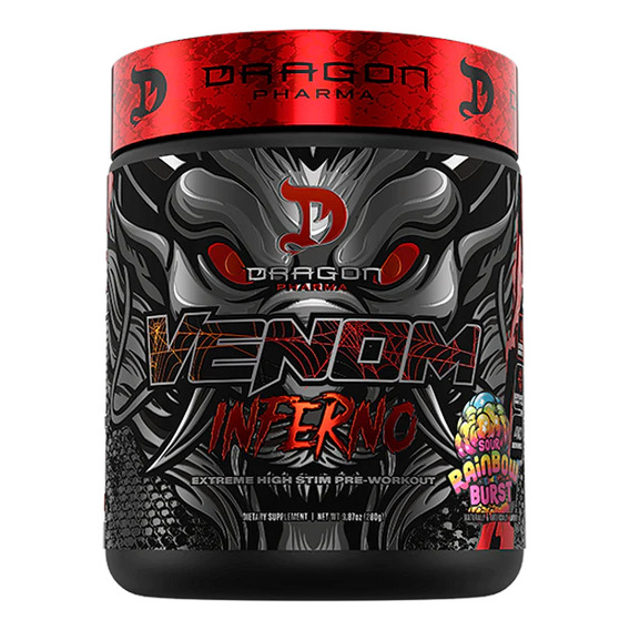 Pre Entreno Dragon Pharma Venom Inferno 40 Servs Extremo Sabor Rainbow Burst