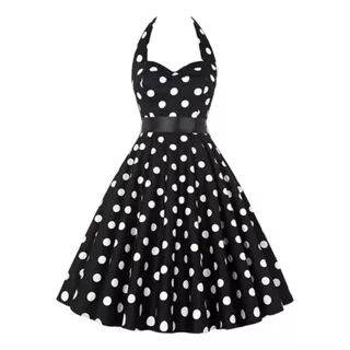 Vestido Anos 60 Rockabilly Retrô Vintage Hepubrn De Bolinhas