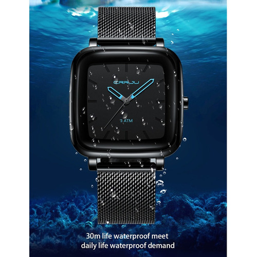 Reloj Impermeable Cuadrado De Acero Inoxidable Crrju