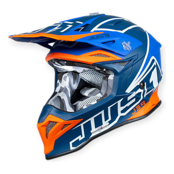 Casco Just1 J39 Thruster Motocross Enduro Azul/naranja Just1