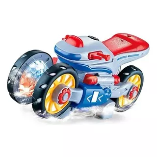 Moto Radical Infantil Giros Loucos Com Luzes 4d E Sons Cor Azul-aço Personagem Moto Giro Radical